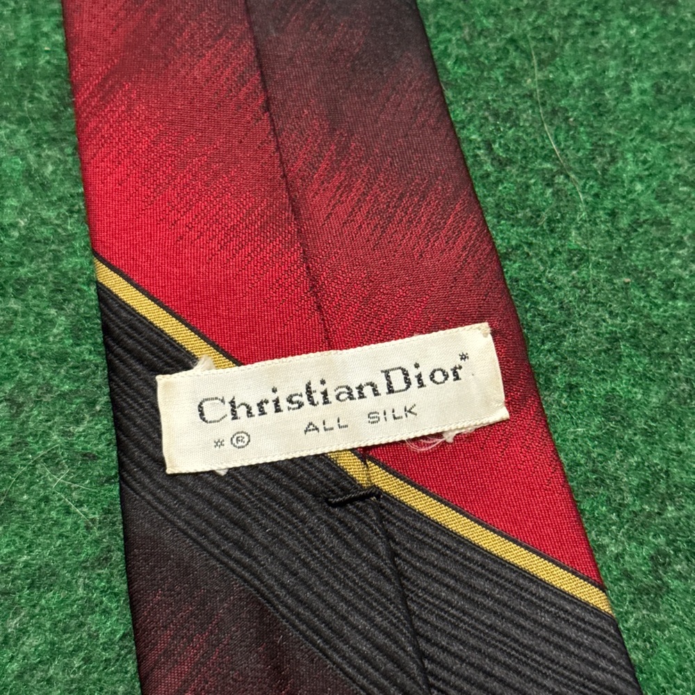 Vintage Christian Dior All Silk Black Red Tie - Picture 2 of 4